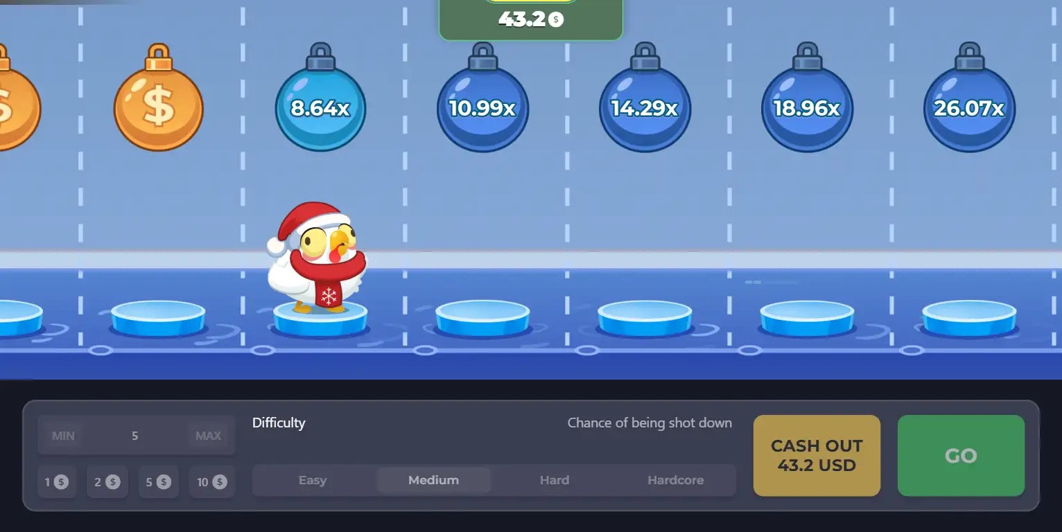 Chicken Road Ice screenshot 2 - multiplier climbing on a safe step