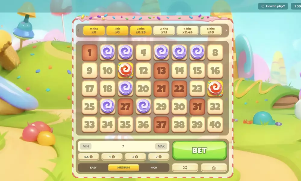 Sweet Keno screenshot 3 - multiplier applied to a winning draw