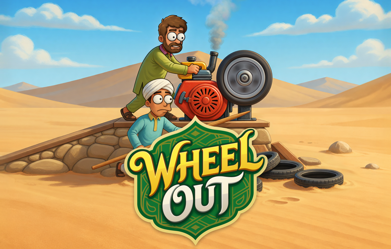 Wheel Out screenshot 2 - tire mid-roll passing a multiplier tile